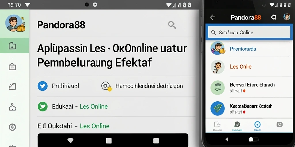 Tampilan antarmuka aplikasi PANDORA88 untuk Les Online yang menarik.