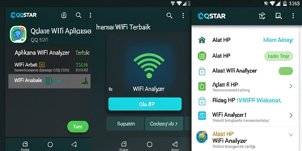 Antarmuka aplikasi QQSTAR yang menampilkan analisis jaringan WiFi secara detail.