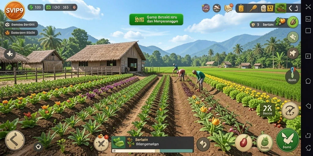 Antarmuka menarik yang menampilkan aktivitas bertani dalam game SVIP9.
