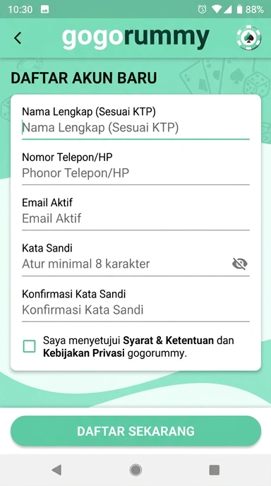 Tampilan halaman daftar gogorummy
